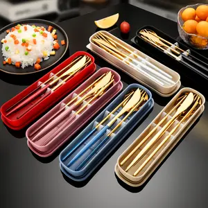 4-Piece Stainless Steel Cutlery Set with Storage Box – Portable, Durable & Stylish Tableware for Daily Meals, Home & Travel Dining Essentials