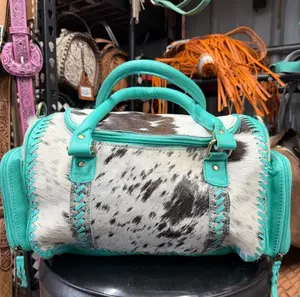 Genuine cowhide & leather MEDIUM duffel bag