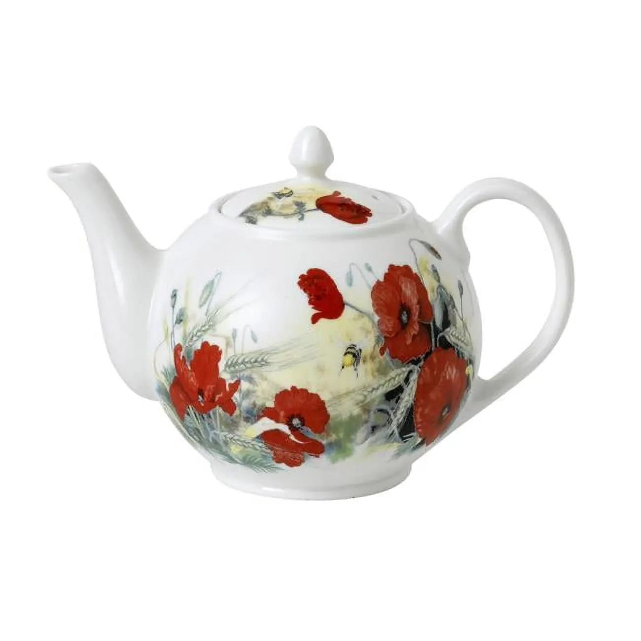 Roy Kirkham Classic Large Poppy Motif Teapot - 1100ml, Casual/Formal Use, Curved Body, Dishwasher-Safe