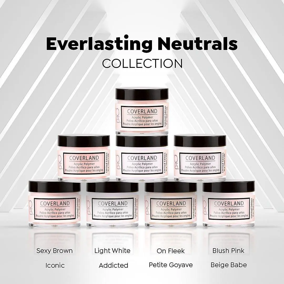 Tones Coverland Acrylic Powder Collection (8x3.5oz) – "Everlasting Neutrals", Perfect for Sculpting & Nail Art Nail Art Glitter Manicure Builder