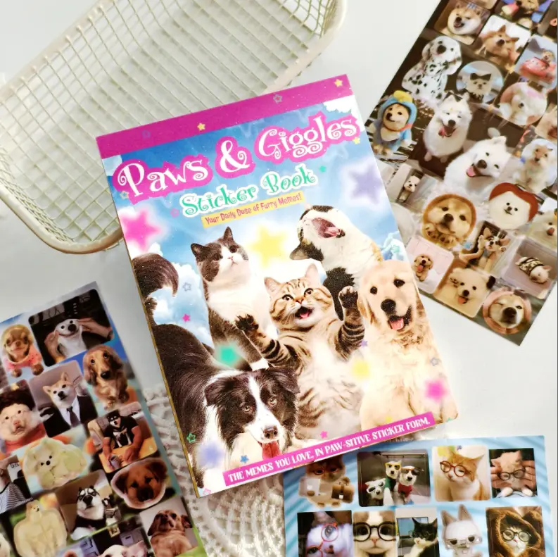 Cute Cat & Dog Sticker Book - 30 Sheets, 800+ Unique Easy-Peel Funny Stickers, Animal Scrapbook Decals for DIY Crafts, Ideal Gift for Pet Lovers, Funny Sticker