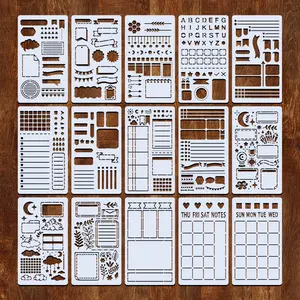 15-Piece 4×7 Inch Journal Template Set Minimalist Bullet Journal Style Reusable & Portable for Layout Planning and Notes Perfect for Bullet Journals, Notebooks & Scrapbooking