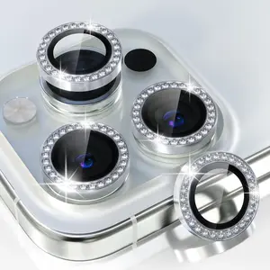 Rhinestone Camera Lens Protector for iPhone 17 Pro Max, Ultra HD Diamond Lens Film for iPhone 17 Pro/16/15/14 Pro/Plus/Pro Max, Titanium Alloy Tempered Glass Anti-Fall Camera Lens Protection