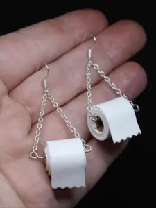 Unique Creative Toilet Roll Earrings Toilet Paper Roll Ear Hooks Funny Ear Jewelry Daily Vacation Trendy Jewelry Statement Earrings Versatile Earrings