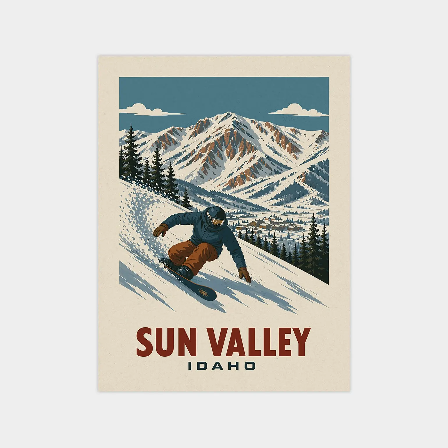 Sun Valley, Idaho - Vintage Snowboard Poster