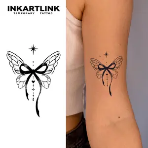 INKARTLINK Tattoo Tech, 2 Sheets Semi-Permanent Temporary Tattoos,Butterfly Woman, Adult Art Design,Lasts 1-2 Weeks, Waterproof, Realistic Look, No Adhesive, No Reflection,For Man And Woman,Ideal for Swimming, Party