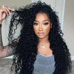 Water Wave Lace Front Wigs Human Hair 13x4 Hd Transparent Lace Front Wigs 180% Density Pre Plucked with Baby Hair Water Wave Brazilian Wigs Wet and Wavy Natural Color