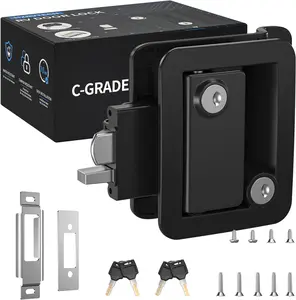 Upgraded RV Door Lock Replacement with Paddle Strike, Black RV Door Latch Suitable for Replacing  RV Door Handle Camper Door Lock Travel Trailer Lock and Camper Door Latch(4 )