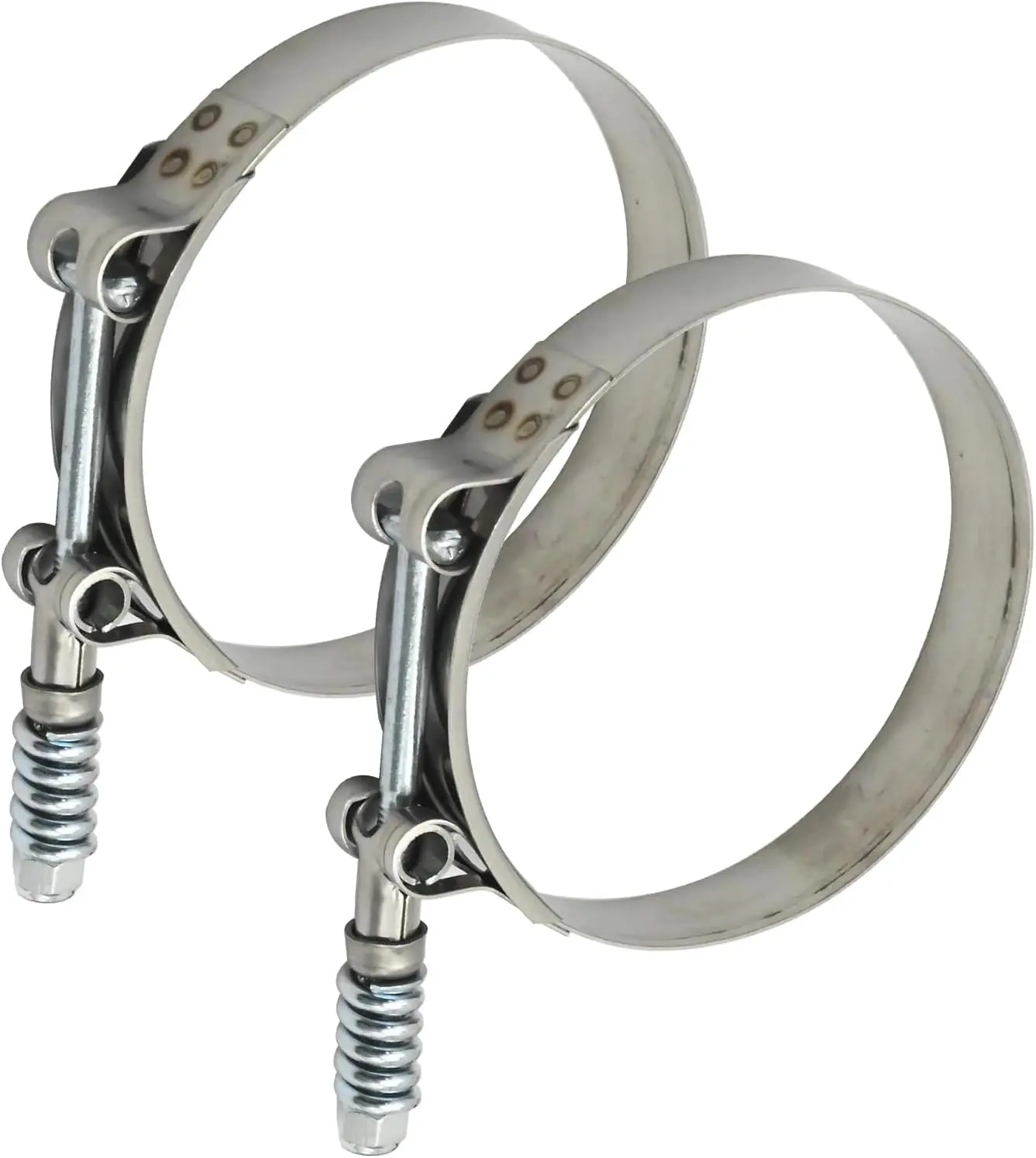 2 Pcs T Bolt Hose Clamps, 3.5" to 3.8" Adjustable Hose Clamps, 304 Stainless Steel Hose Clamps with Springs for Automotive Truck Intake Radiator Exhaust, Turbo Intercooler Clamps