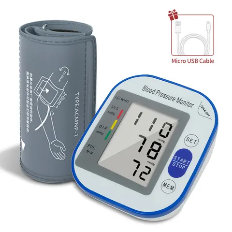 Electronic Blood Pressure Upper Arm MonitorAll-in-One Portable – Large LCD Display, One-Touch Operation 2x99 Reading Memory,familyfun