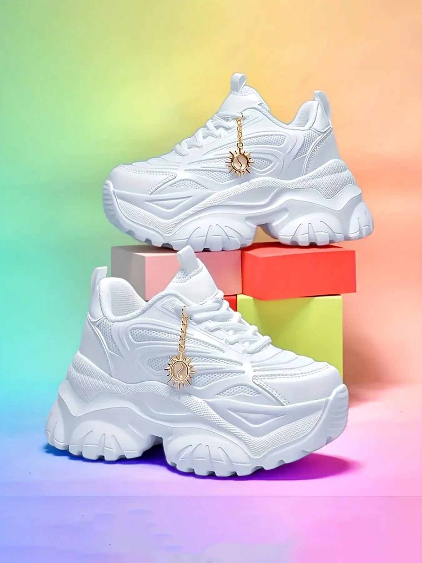 Women's Low-Top Lace-Up Casual Sports Shoes, Breathable Fashion Sneakers, Comfortable Thick Sole Height Increasing Outdoor Walking Shoes, Thick Soled Sneakers, Sneakers Fashion Footwear