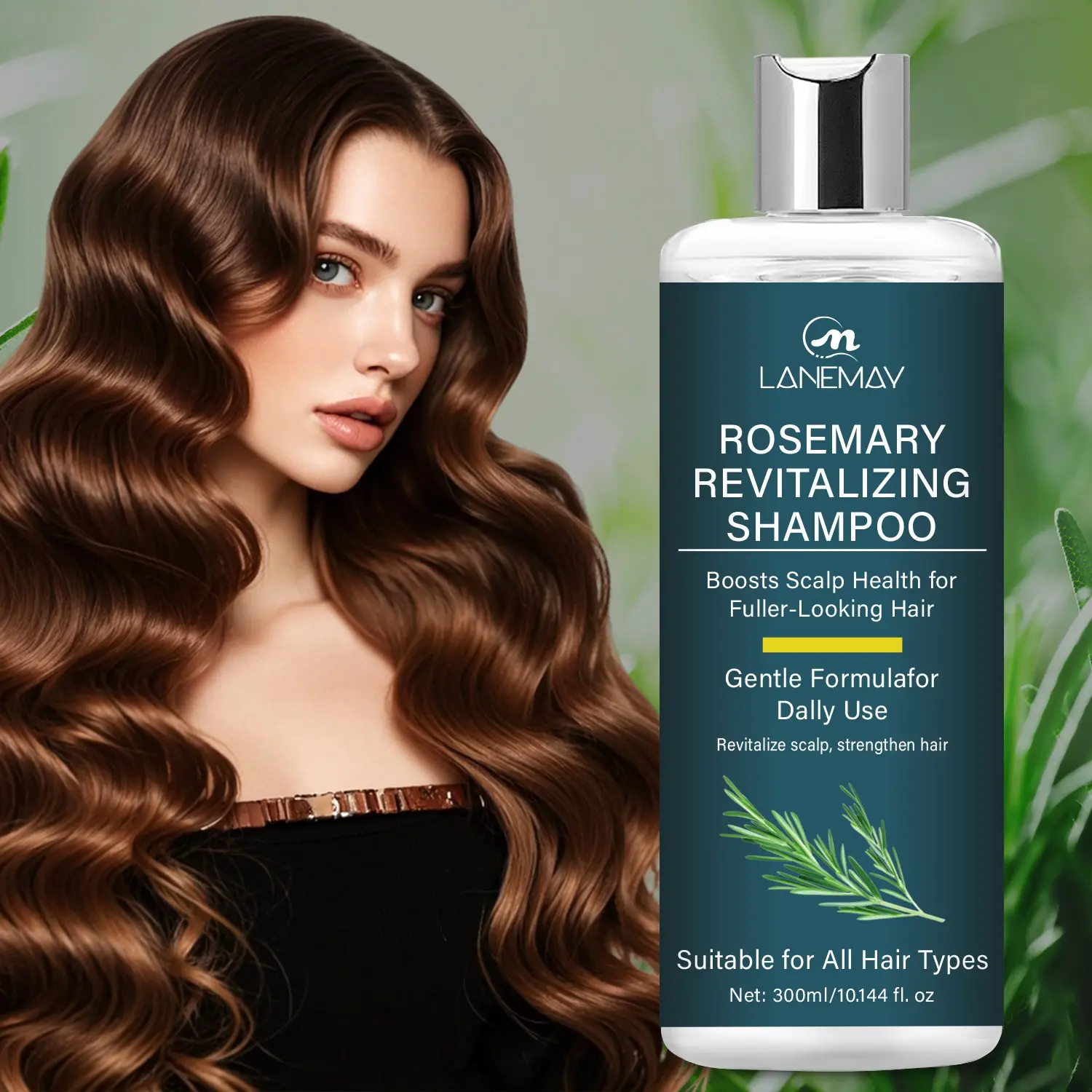 300ml Herbal Rosemary Revitalizing Restorative Shampoo - Gentle Deep Cleansing & Scalp Care - Oil Control & Hair Strengthening - Suitable for All Hair Types & Daily Use Haircare - Scalp Revitalizing Solution