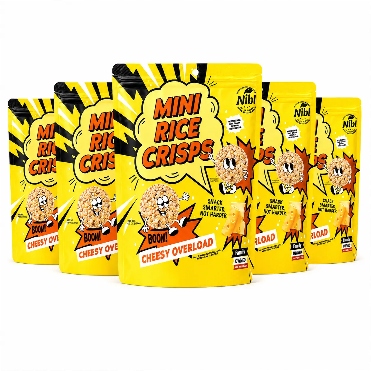 5 bags of Mini Rice Crisps - Cheesy Overload 4.2 Oz bag