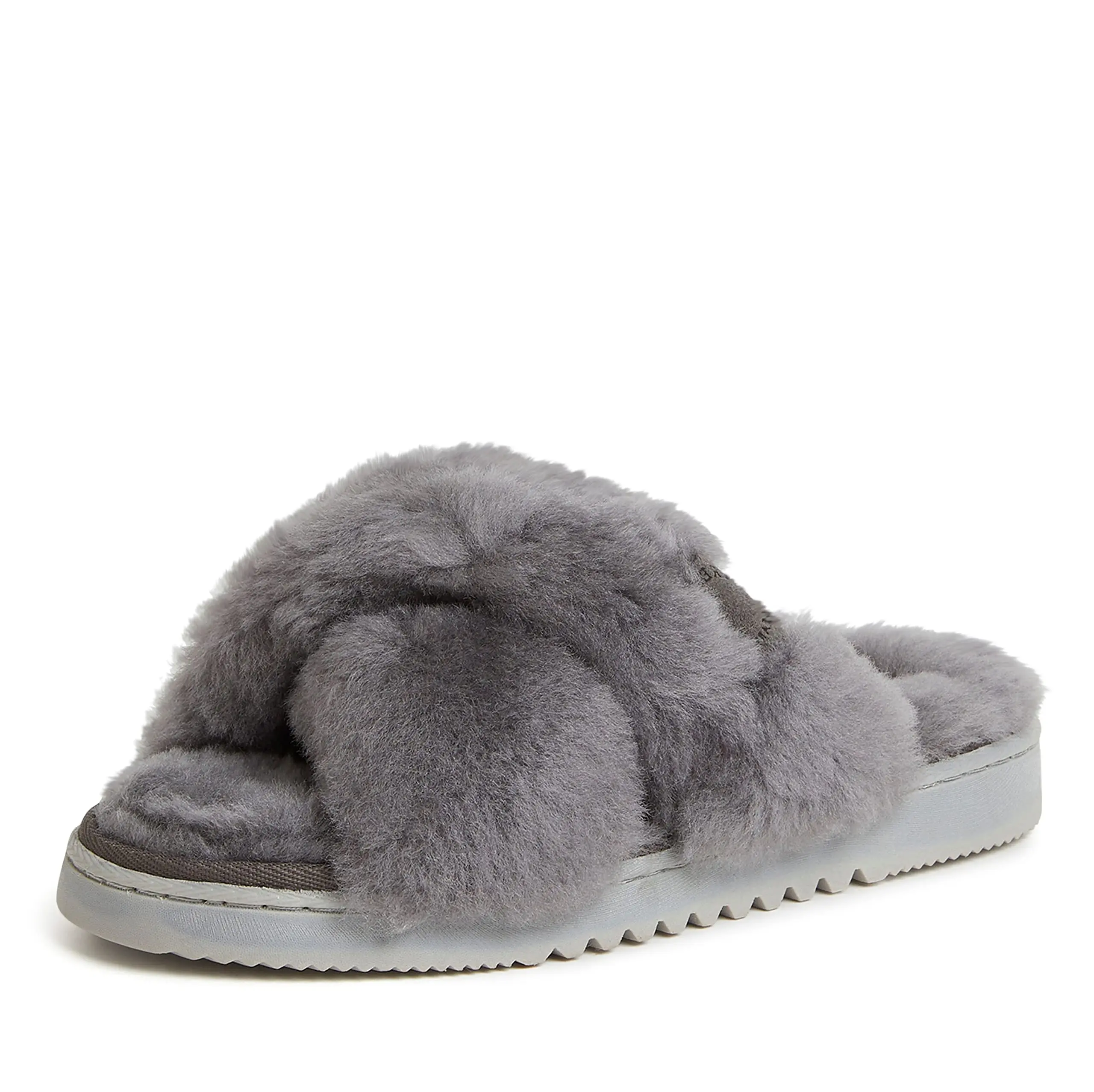 Fireside by Dearfoams Women's New Castle Crossband All Over Shearling Easy On/Off Slide Slipper 11