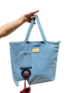 Eterno Vino - Water Resistant Light Jean Wine Purse With Hidden Spout