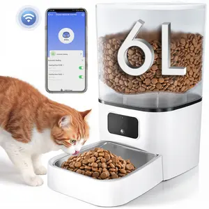 PAWGIANT Automatic Cat Feeder,Cat Food Dispenser with 6L Large Food Storage Container for Multiple Pet - LCD Screen Easy Setup, APP Portion Control, Voice Recorder & Desiccant Bag Keeps,  Portion Control Automatic Dog Feeder