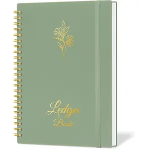 Accounting Ledger Book for Small Business Bookkeeping & Personal Use, Expense Tracker Notebook for Family Budget, Income and Expense Log Book - 8.4" x 6.1" (Green)