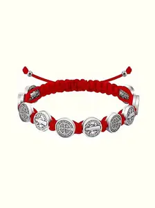 Fashionable Saint Benedict weaving bracelet with Virgin Mary portrait, holiday hand rope, adjustable for men and women, lucky