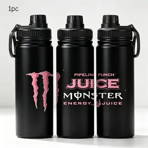 1pc 20oz Stainless Steel Insulated Water Bottle, Multi-Colored Monster Logo, High-Value Sports Water Bottle with Handle, Suitable for Outdoor and Indoor Fitness, Personalized Gift for Birthdays/Holidays, Vacuum Insulated Drinkware