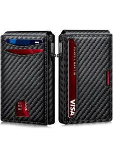 Men's Minimalist Carbon Fiber Pattern, RFID Blocking Card Holder, RFID Card Slots, Portable Lightweight Card Holder for Daily Use, Credit Card Holder, Card Carrying Holder, Credit Cards Holder