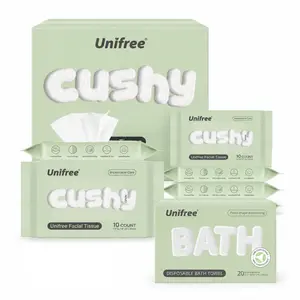 Unifree Disposable Bath & Face Towels Set, 20 XL Disposable Bath Towels + 360 Portable Disposable Face Towels (36 Packs x 10) for Travel, Hotel, Camping & Beach, Cushy, Convenient, Personal