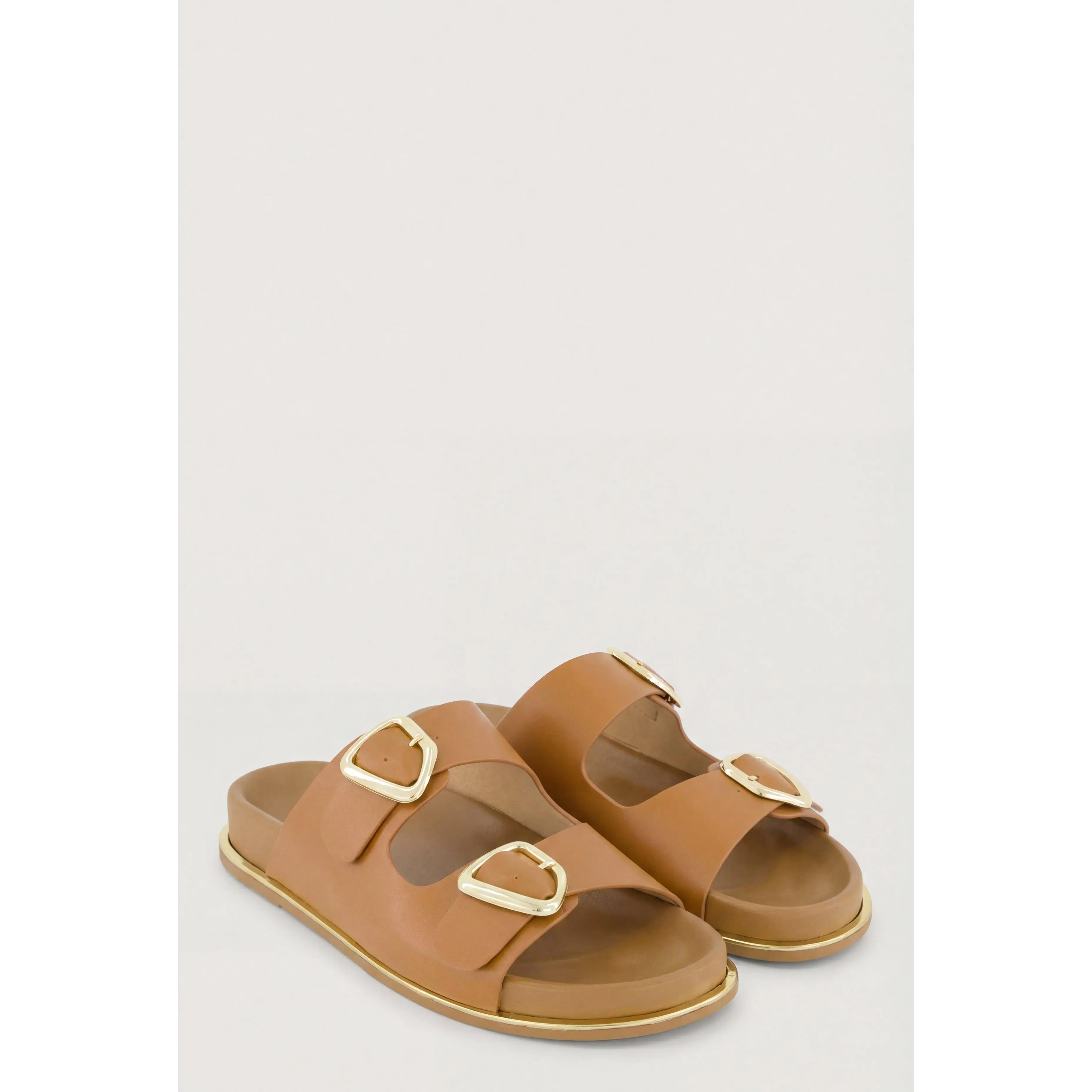 Double Buckle Trim Slide Sandals
