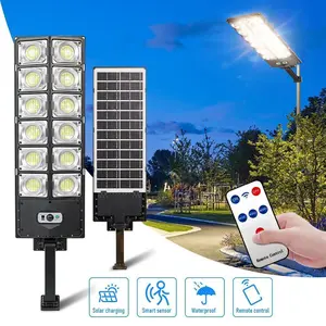 LED Solar Powered Flood Light , 10000LM 6500K Waterproof Motion Sensor with Remote Control,Dusk to Dawn Commercial Area Lighting for Outside Parking Lot