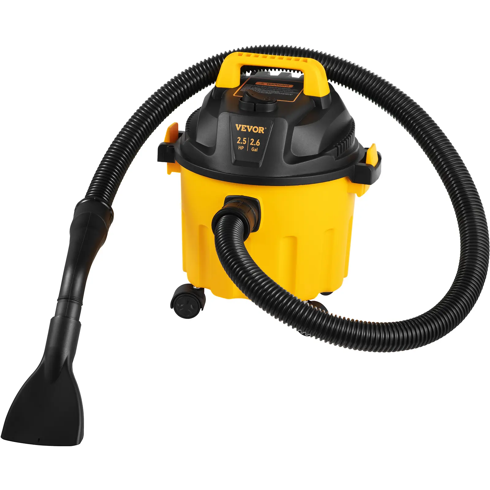 【summerfinds】VEVOR Wet Dry Vac, 2.6 Gallon, 2.5 Peak HP, 3 in 1 Portable Shop Vacuum with Blowing Function, Attachments Storage, Perfect for Cleaning Floor, Upholstery, Gap, Car, Black/Yellow, ETL Listed