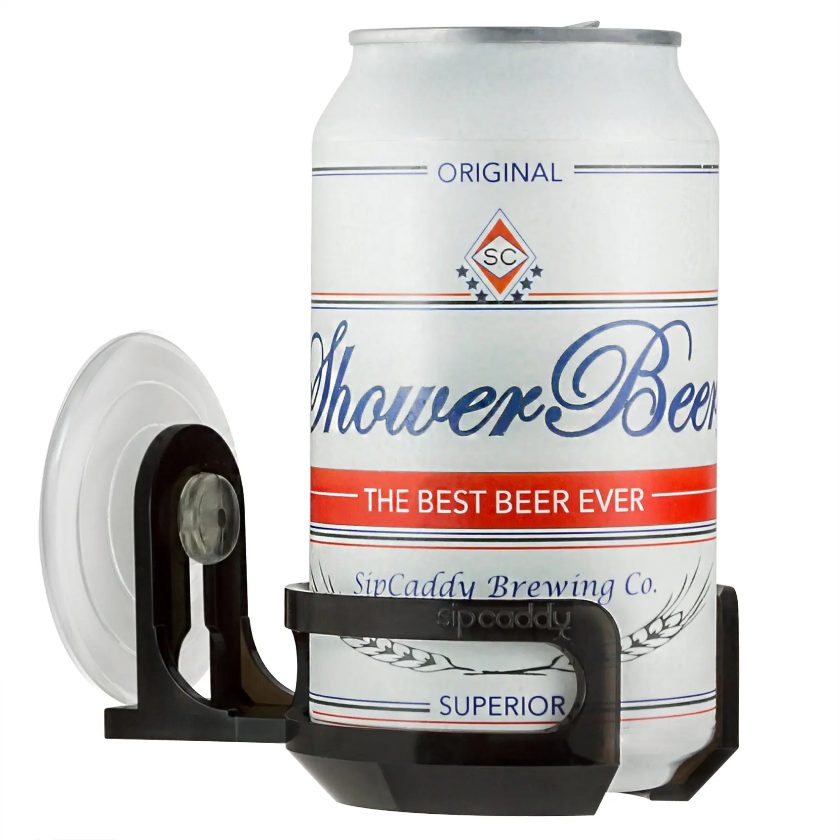 SipCaddy - The Original Shower Beer & Bath Wine Holder - Shower Caddy - Portable - Patented - American-made Suction Cup - Black