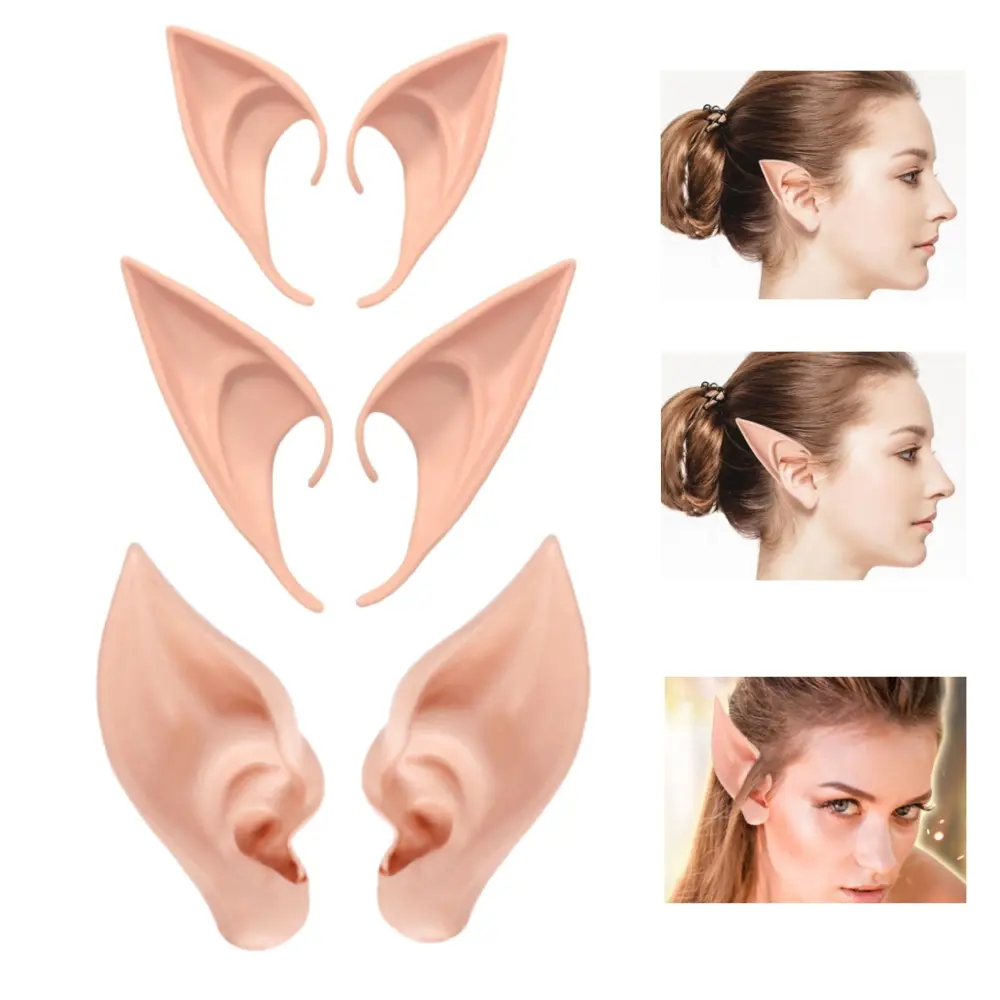 Realistic Latex Magical Elf Ears Prosthetic, Soft Pointed Comfortable Lightweight Fairy Ears Cosplay Accessories for Halloween, Christmas Masquerade Parties