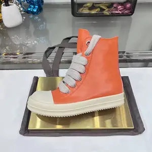 New Rick Owen Jumbo Lace Leather High Top Orange