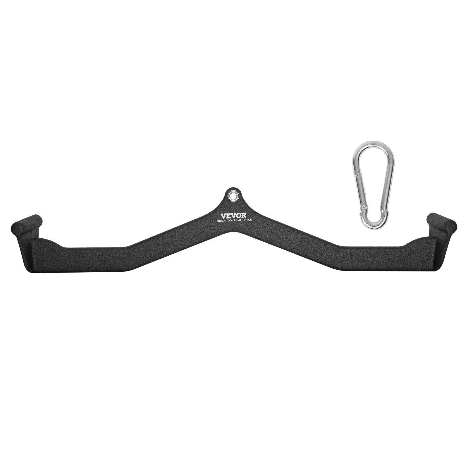 Solid Steel V-Bar Cable Attachment with Ergonomic Round Rod Grips, Heavy-Duty Lat Pulldown Handle for Home Gym Fitness Equipment, Universal Fit with Carabiner