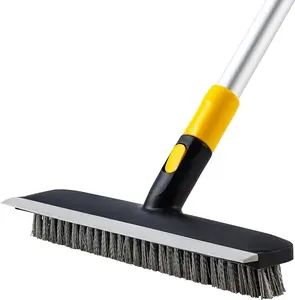 Floor Scrub Brush 55.9" Telescopic Handle 2 in 1 Scrape Brush Stiff Bristle Shower Scrubber for Cleaning Patio Bathroom Garage Kitchen Wall Deck Tub Tile