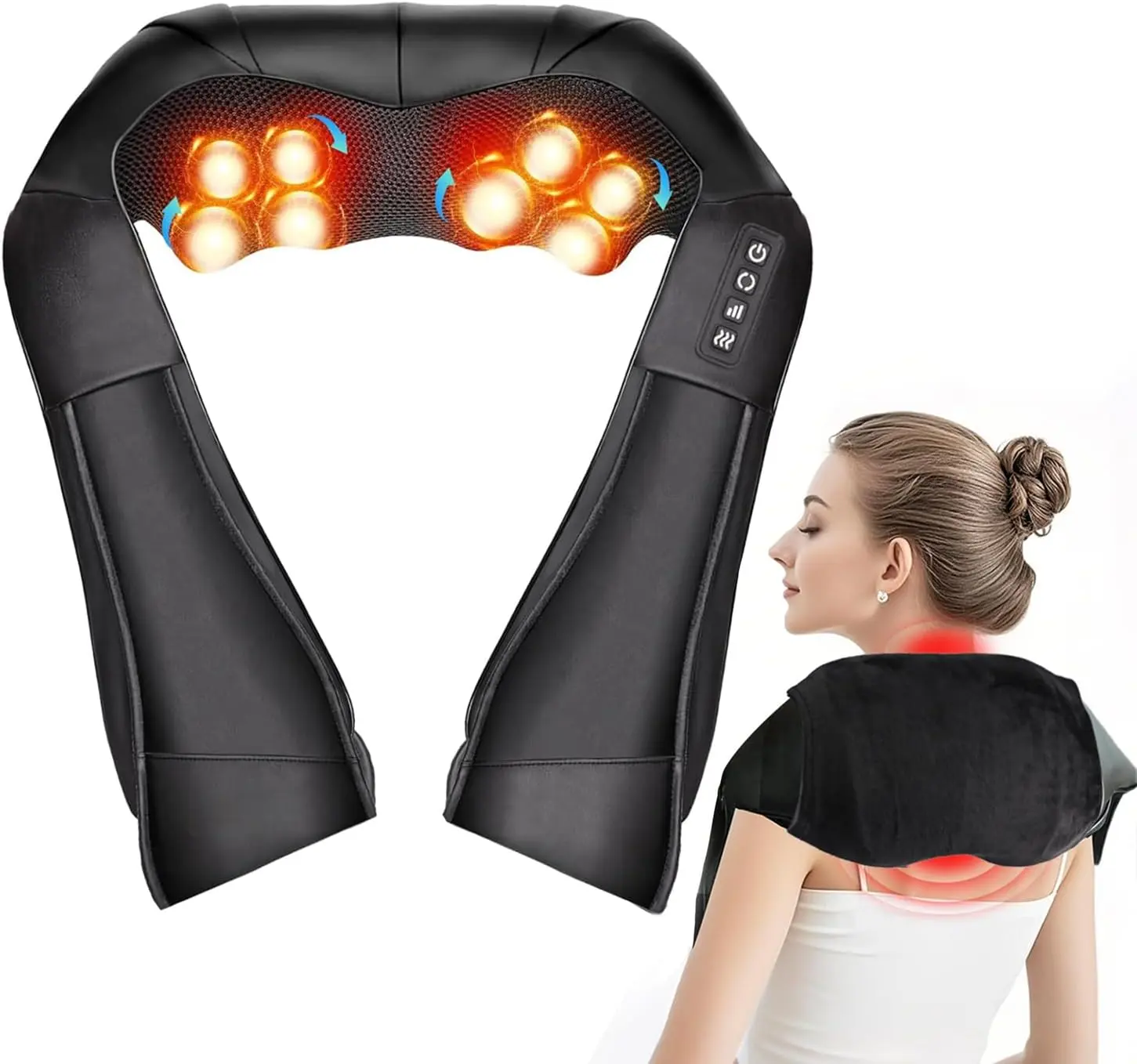 Shiatsu Neck and Back Massager with Heat,Electric Shoulder Massager for Pain Relief Deep Tissue,3D Kneading Massage with Cloth Cover Easy to Clean Best Gift for Men Women Parents