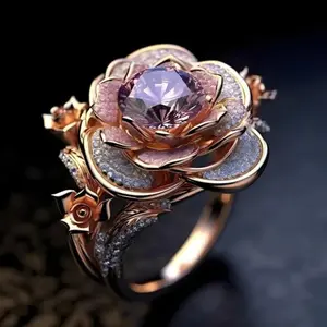 Rose Inlaid Zircon S925 Sterling Silver Ring for Women - Luxurious Personalized High-Grade Design