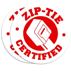 Zip Tie Certified Funny Sticker Red and White Decal Hard Hat Sticker Decal Novelty Item Tool Stickers Label Sticker Funny Slogan - 5 Inch 2 Pack - PLST0005