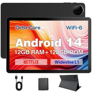 DigiLand Tablet,2025 10.1 Inch HD Octa-Core Processor Gray Android Tablet,12GB RAM,128 GB ROM, BT 5.0, Dual Camera, Office Tablet Computer,Widevine L1 (Gray)