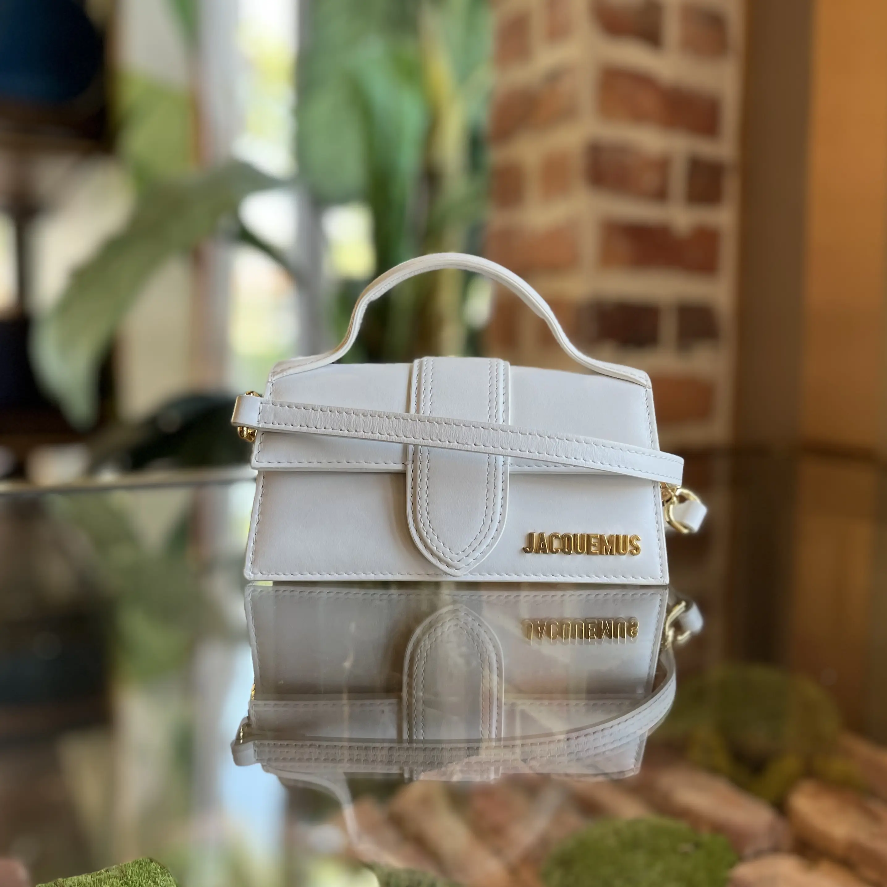 Pre-owned jacquemus leather Crossbody Bags Le Bambino Small White Calfskin Flap Bag