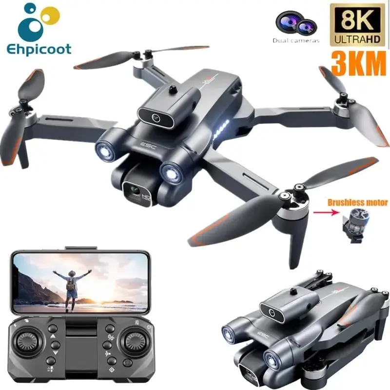 UNO1RC NM59253 S1S Mini Drone Camera 8K Professional Brushless Motor Drone Obstacle Avoidance HD Dual Camera Foldable Quadcopter Toys