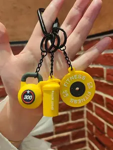 Sports Fitness Series Pendants, Keychain Jewelry, Equipped With Mini Dumbbells, Kettlebells, Barbell Plate Charms, Suitable For Hanging On Bags Or Keychains, Detachable Diy Accessories, Ideal Gift For Fitness Enthusiasts