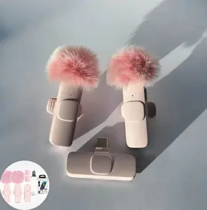 Pink Wireless Mic Set Two Units Apple & Android Compatible Plug and Play Smart Noise Cancellation for Crisp Audio Perfect for Vlogs Interviews Podcasts TikTok Solo or Duo Recording Super Easy to Use Great Sound Compact & Portable