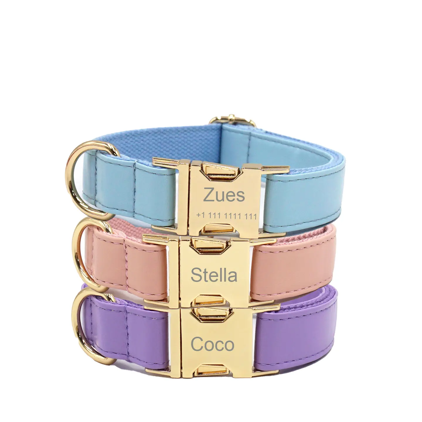 Personalized Dog Collar Textured Leather 1Pc Custom Laser Engraved Soft Cotton  Nameplate Durable ID Durable Material Easy to Install
