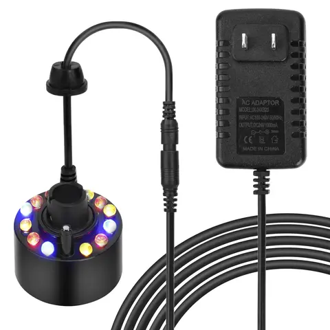 Hygger Aquarium Mist Maker with 12 LED Lights - Fogger Function, Gentle Mist, Serene Atmosphere Creator for Fish Tanks, Indoor Water Fountains, Air Humidifier