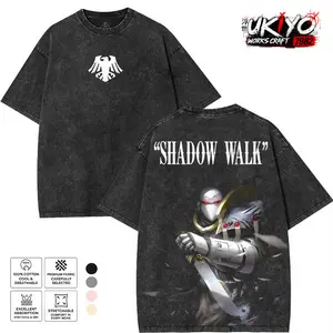 Warhammer 40K "RAVEN GUARD'S SHADOW WALK" Washed 2 sided printed Oversize Unisex Cotton Crewneck tee game merch retro black graphic design Art Tops graphic t-shirts