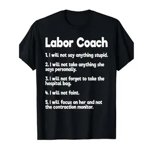 Humorous Expecting Dad TShirt Labor Coach Rules Gift For New Parents Unisex Baby Shower Casual Crew Neck AllSeason Comfortable