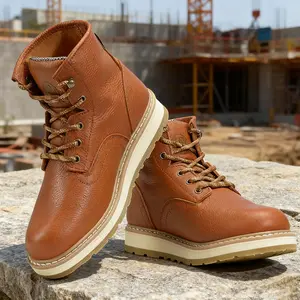 Men's 6" Work Boots Composite Toe Soft Toe Electrical Hazard Protection Durable Comfortable Worker Footwear Crazy Horse Leather Walking Shoes with Lace-Up Closure & CoolMAX Technology