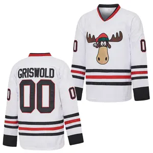 Griswold #00 Reindeer Hockey Embroidered Jersey Casual Training Long Sleeved, Perfect Gift for Any Occasion