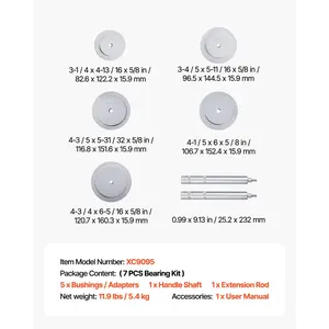 VEVOR Bearing Press Kit, 7 Pcs, Bearing Race and Seal Driver Set with 5 Bushings, Handle Shaft and Extension Rod, Bushing Driver Tool Set, Heavy Duty Removal Installation Tool Kit with Storage Case