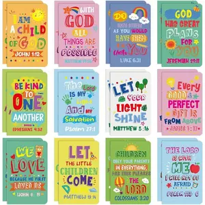 12 Pcs Bible Scripture Notebook Mini Religious Pocket Notebook Inspirational Christian Small Inspirational Notebook Colorful Design Teacher School Home Travel Supplies 5x3.2inch