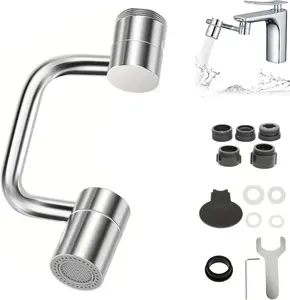 1440 ° Rotatable Faucet Aerator Extension, 2025 New 2 Modes Universal Sink Faucet for Splash Reduction, 1080 ° Rotating Multifunctional Faucet Extender for Bathroom Sink Kitchen